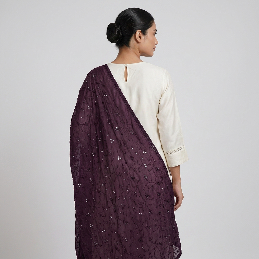 Embroidered Chanderi Dupatta