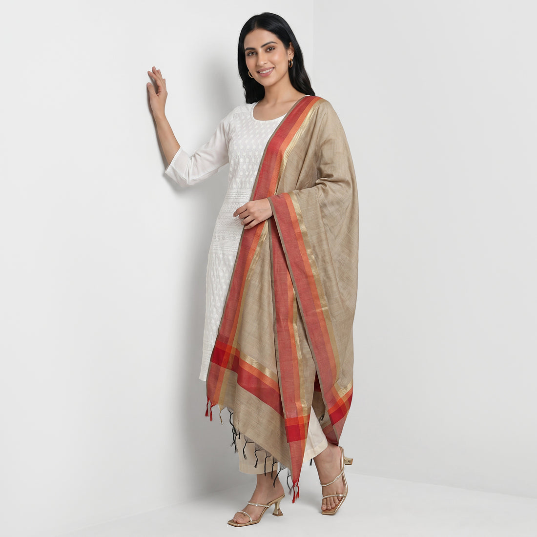 Embellished Chanderi Tassel Dupatta