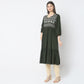 Flare Fit Embroidered Dress