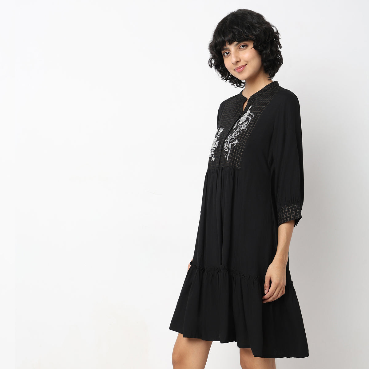 Mid Flare Solid Dress