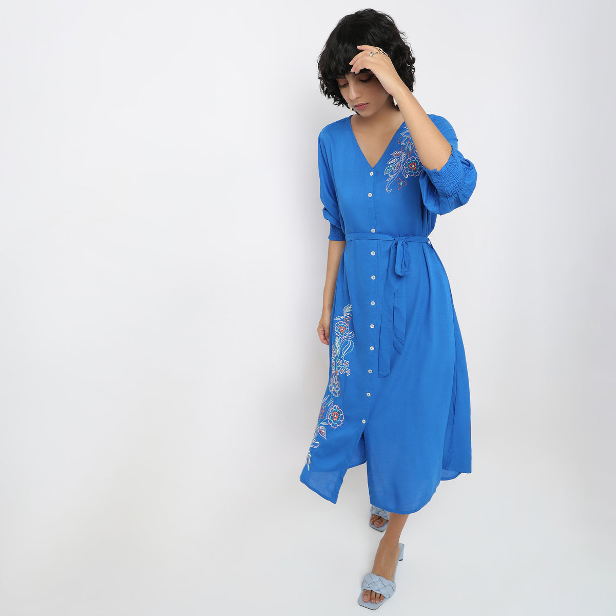 Flare Fit Embroidered Dress