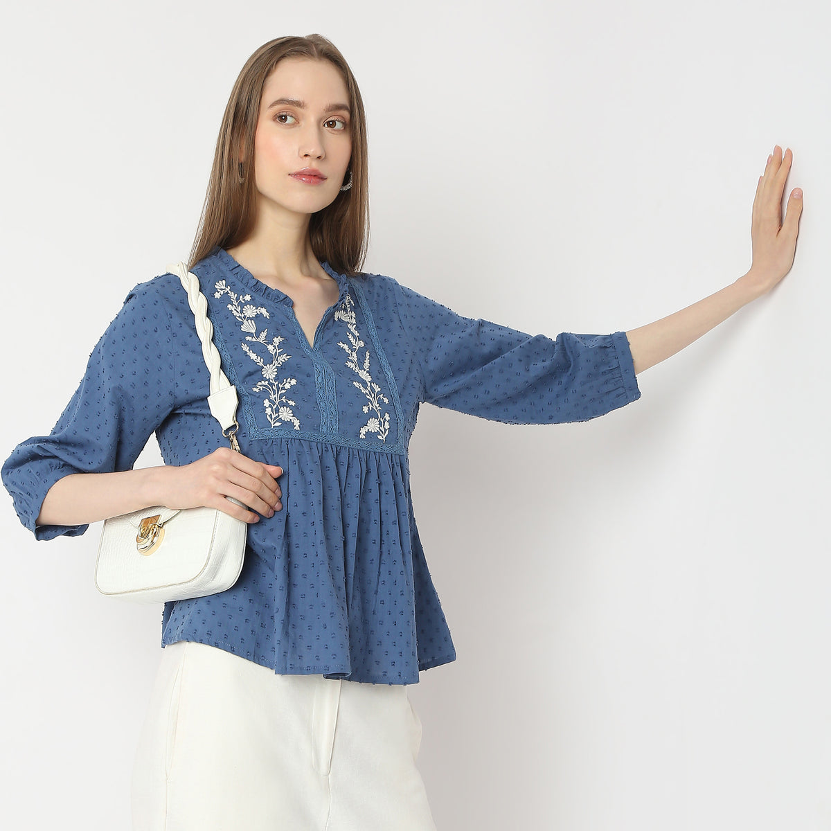 Flare Fit Embroidered Top