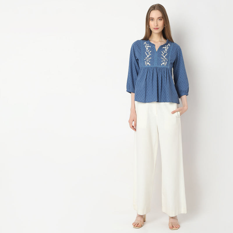 Flare Fit Embroidered Top