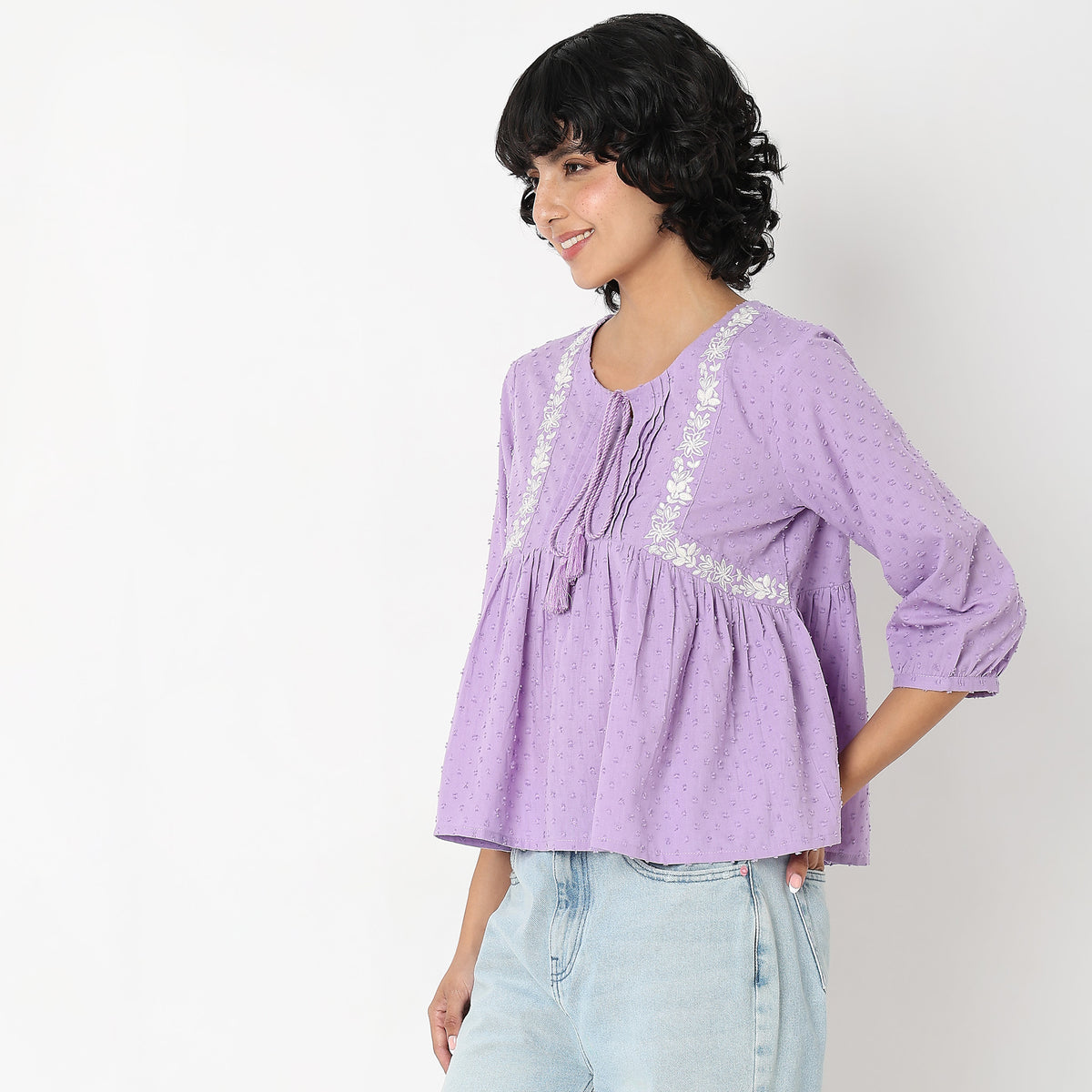 Flare Fit Embroidered Top