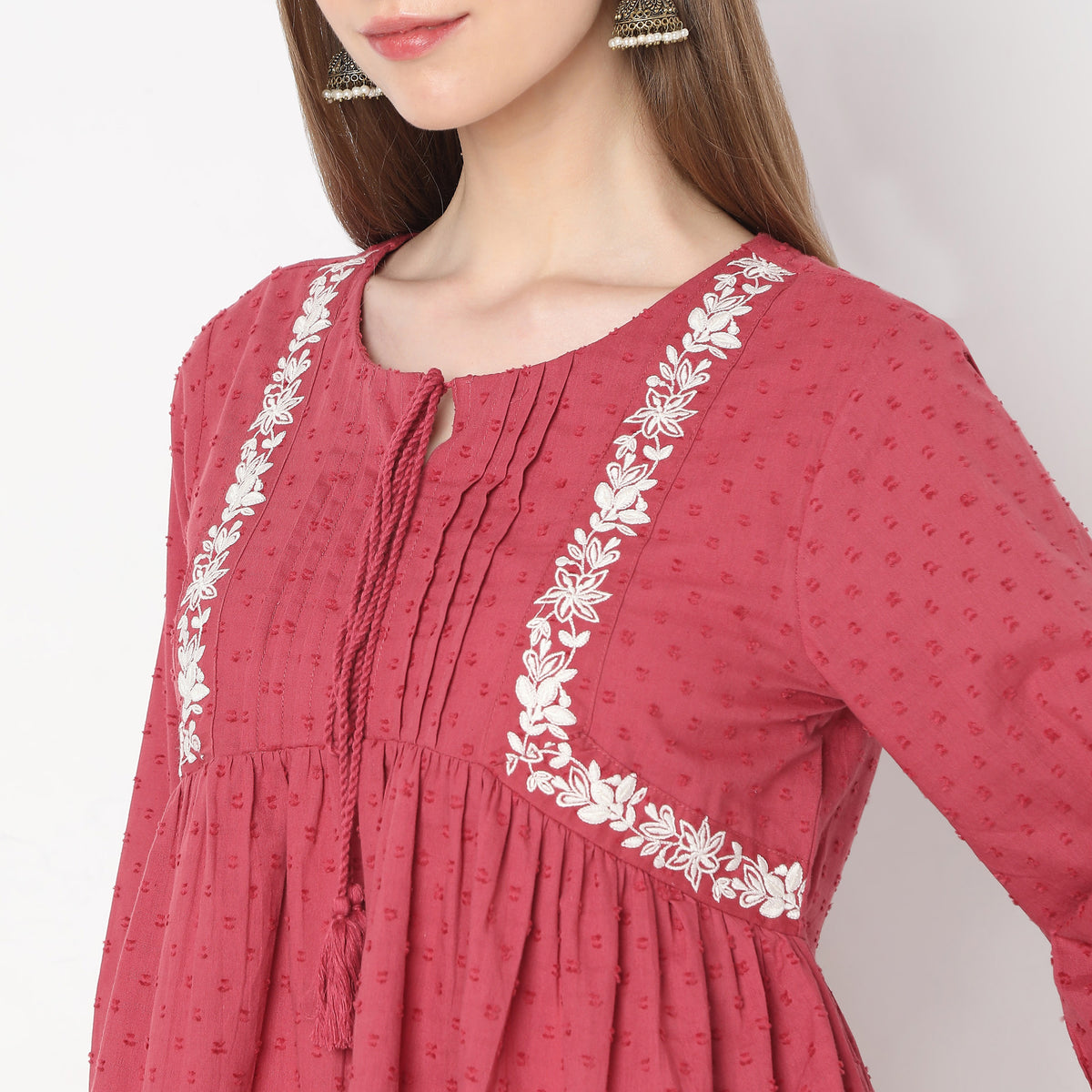 Flare Fit Embroidered Top