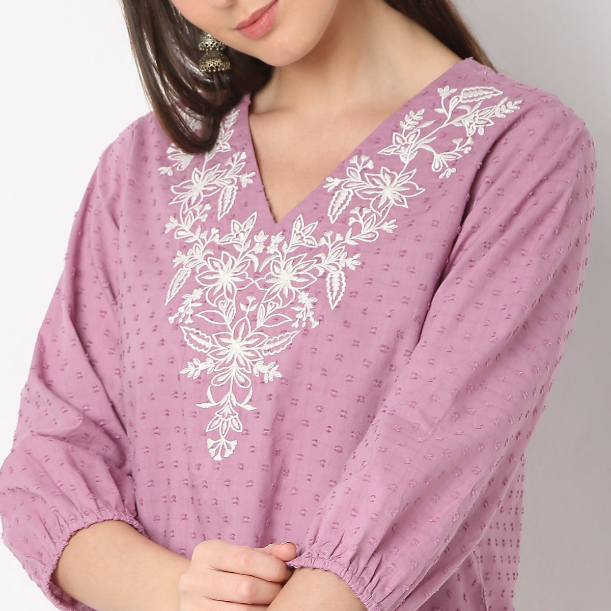 Flare Fit Embroidered Top