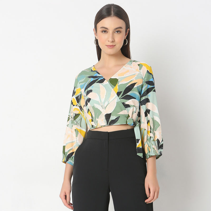 Regular Fit Printed Crop Top