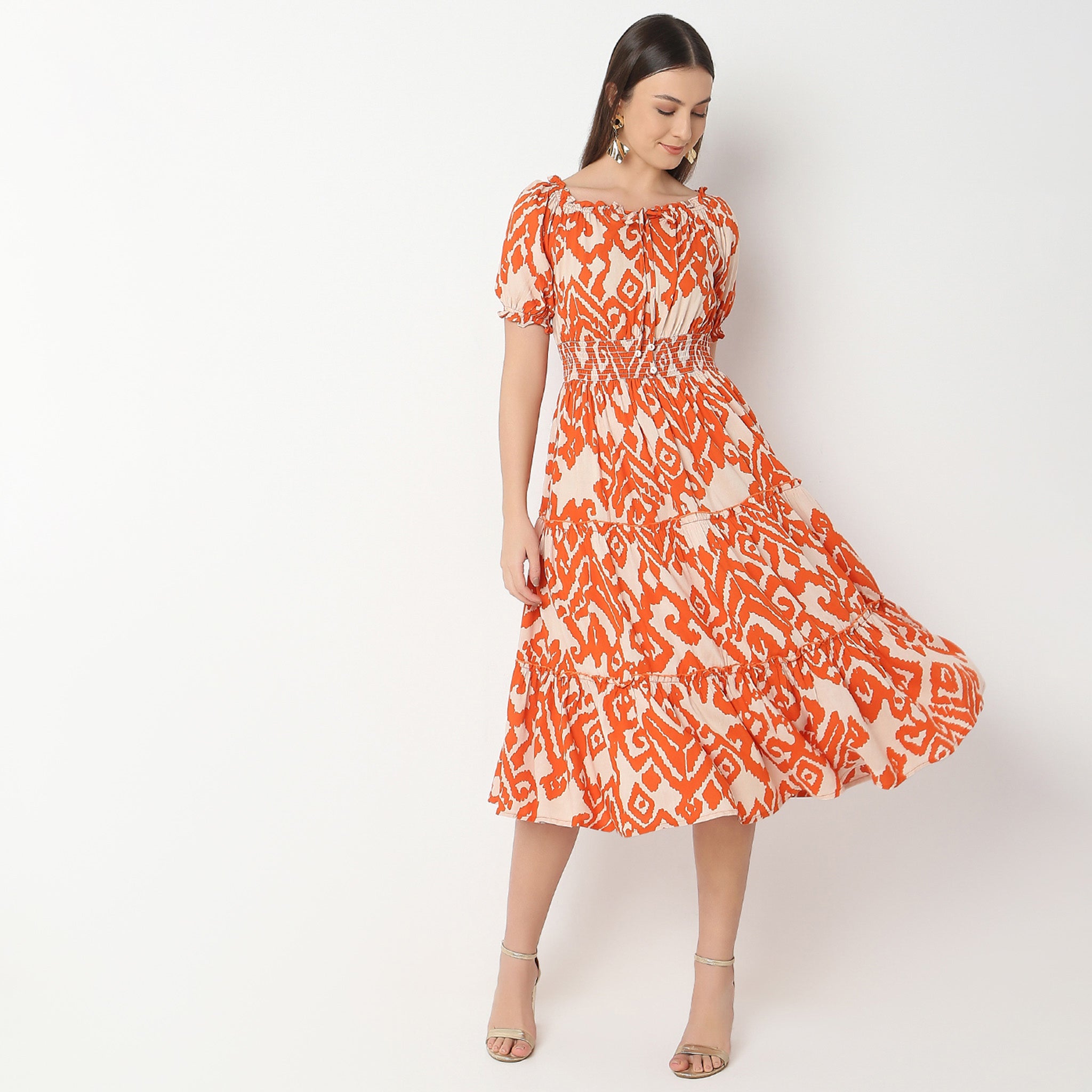 Flare Fit Printed Dress