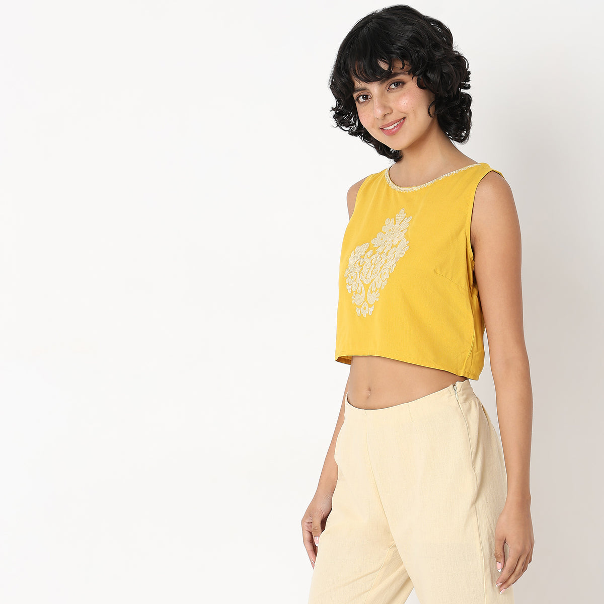 Slim Fit Embroidered Top