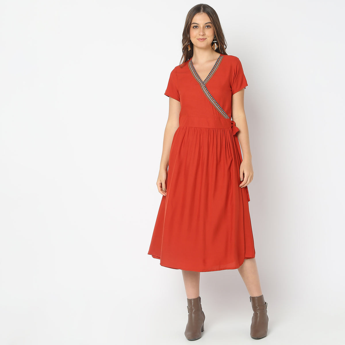 Flare Fit Solid Dress