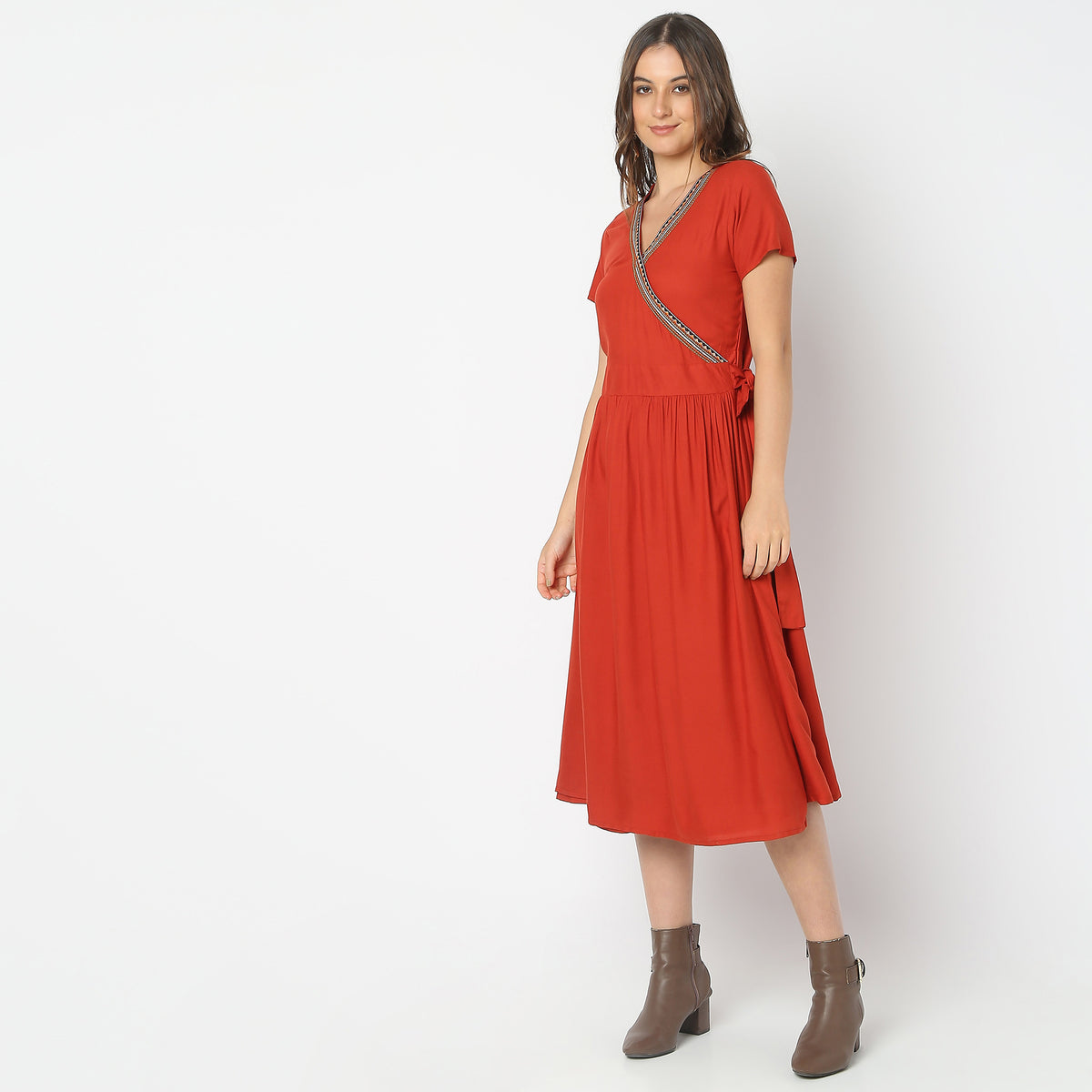 Flare Fit Solid Dress