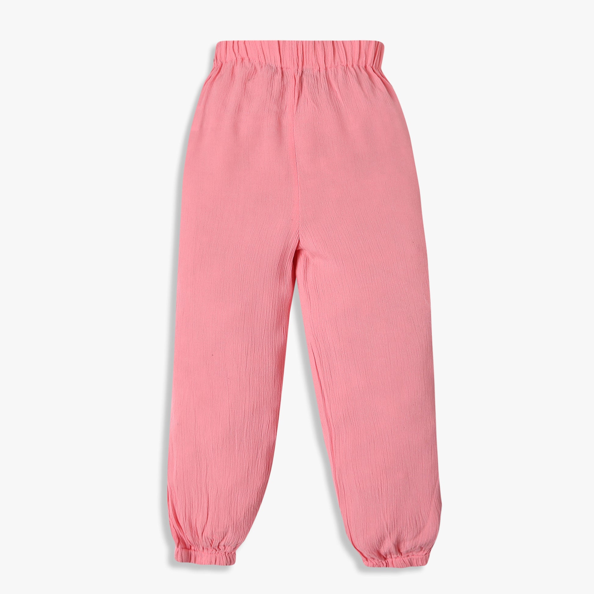 Girls Textured Bottom Full Length Mid Rise Pants