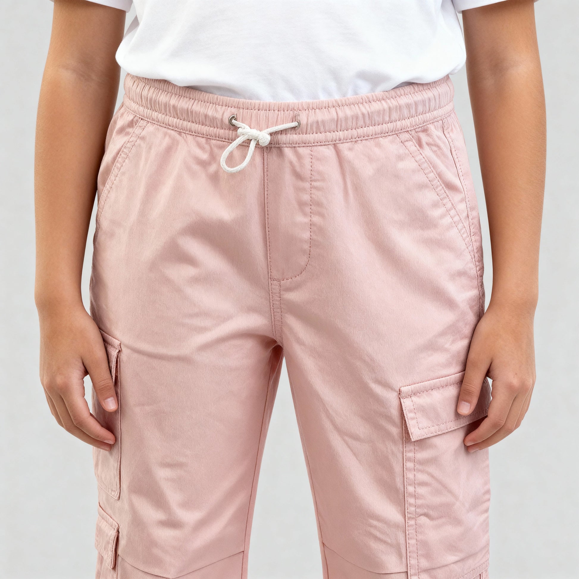 Girls Solid Cotton Joggers