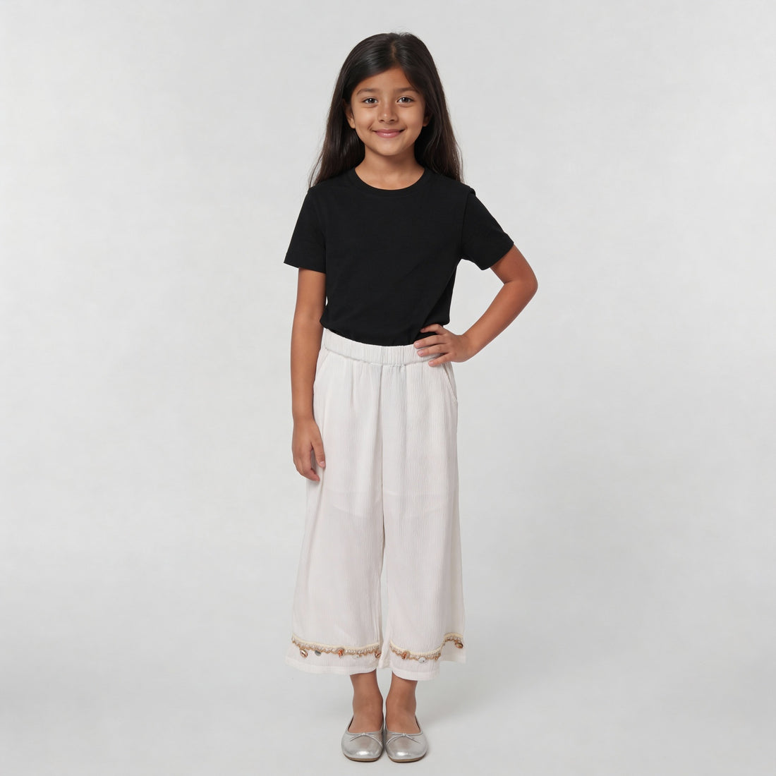 Girls Flared Poplin Pants