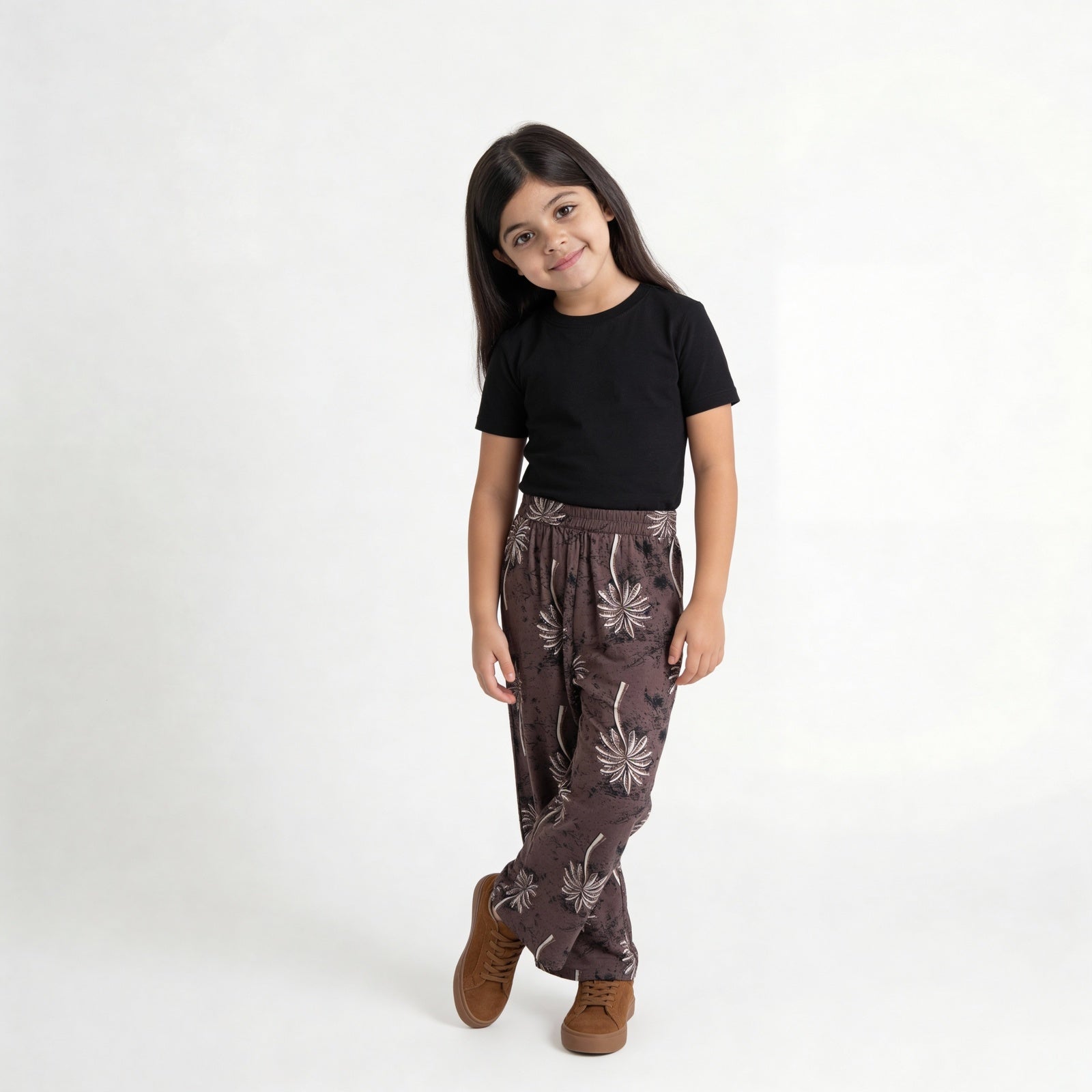 Girls Cotton Printed Wide Leg Boho Pants