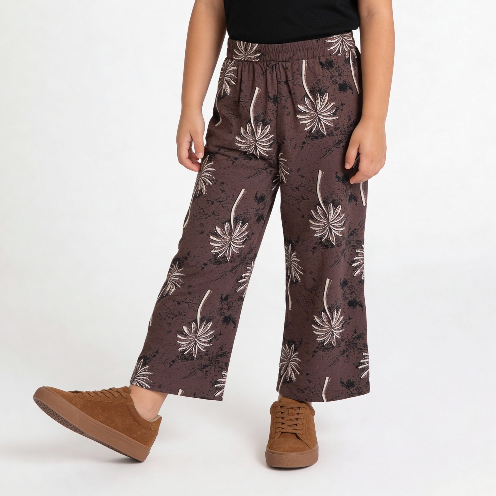 Girls Cotton Printed Wide Leg Boho Pants