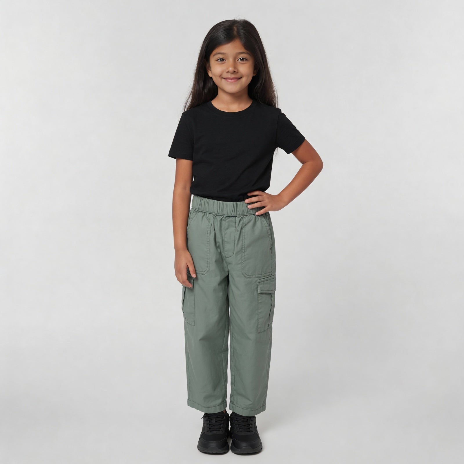 Girls Cotton Solid Joggers