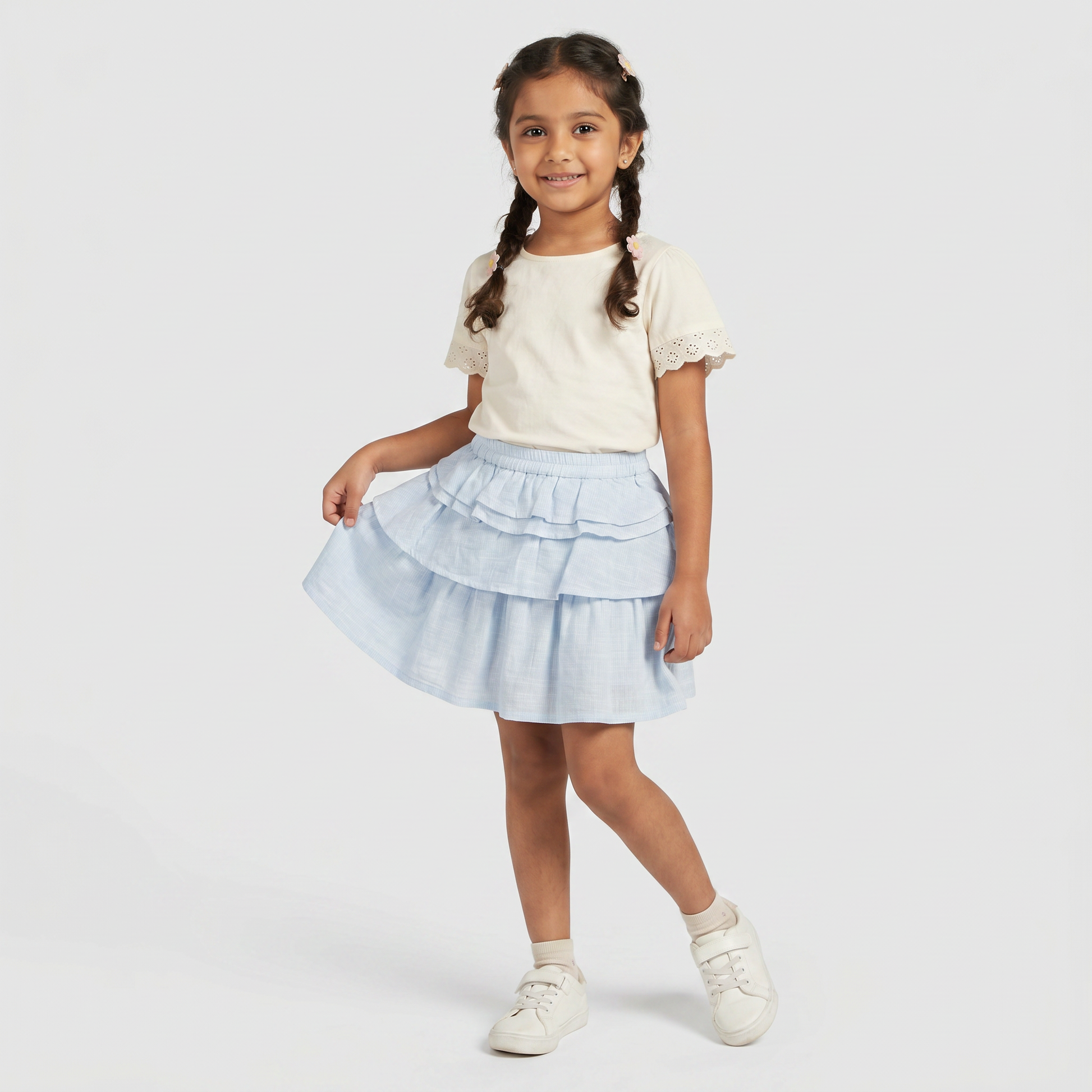 Girls Cotton Cute Layered Skirt