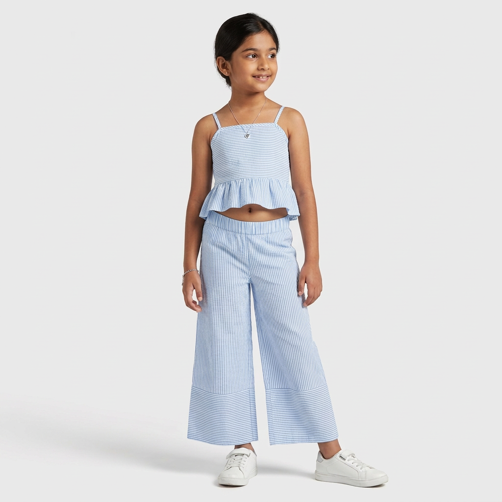 Girls Flared Pin Striped Pant