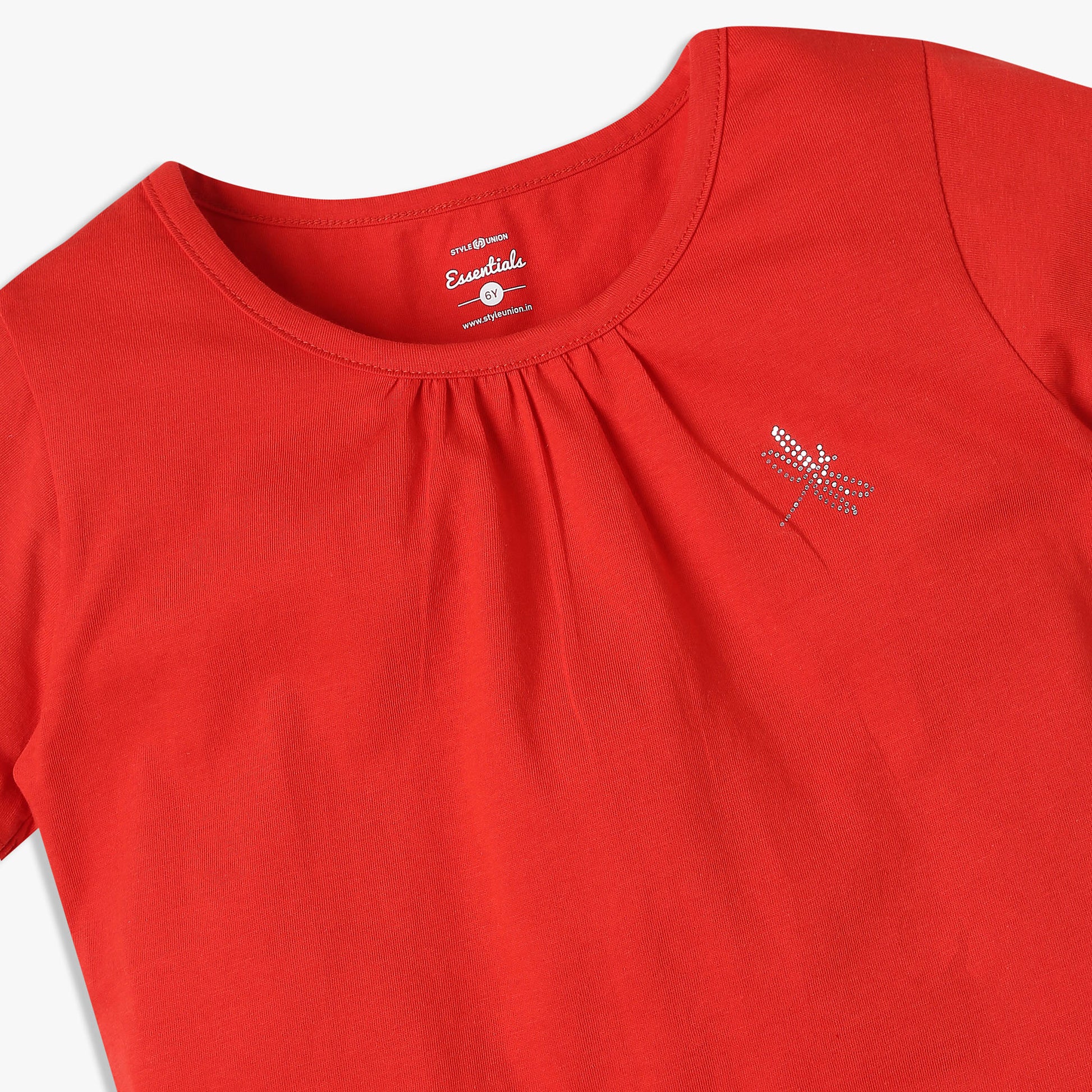 Girls Crew Neck All Day Essential Solid T-Shirt