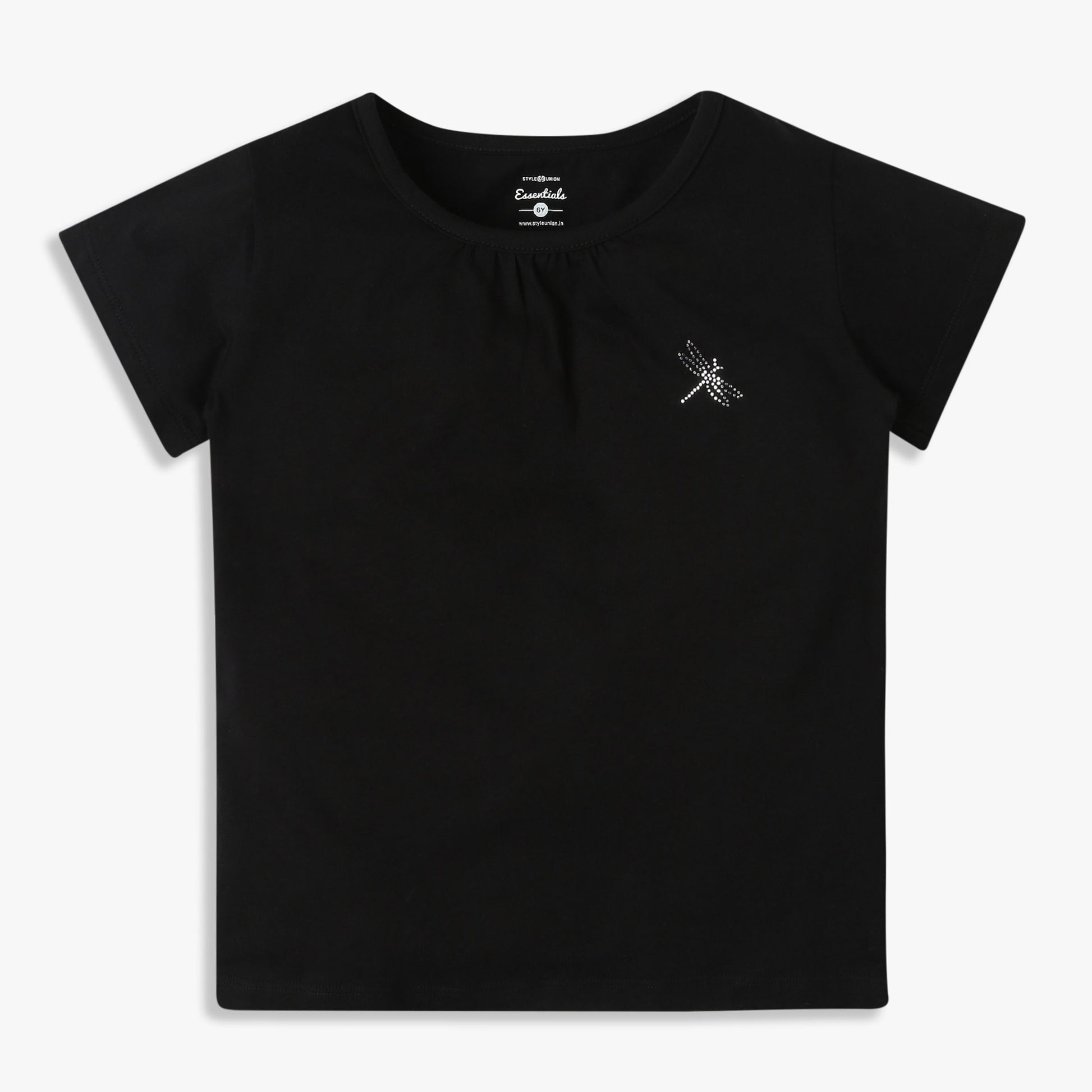 Girls Crew Neck All Day Essential Solid T-Shirt