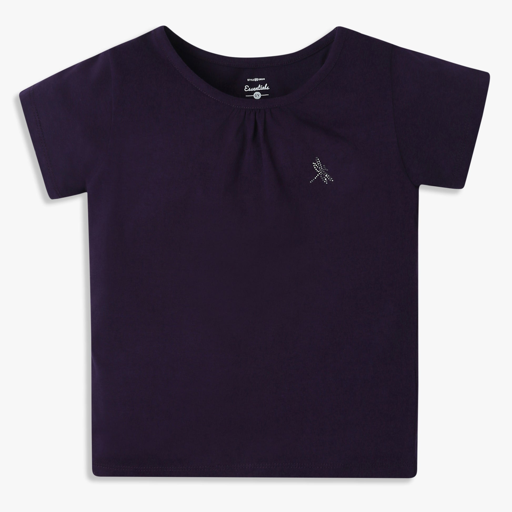 Girls Crew Neck All Day Essential Solid T-Shirt