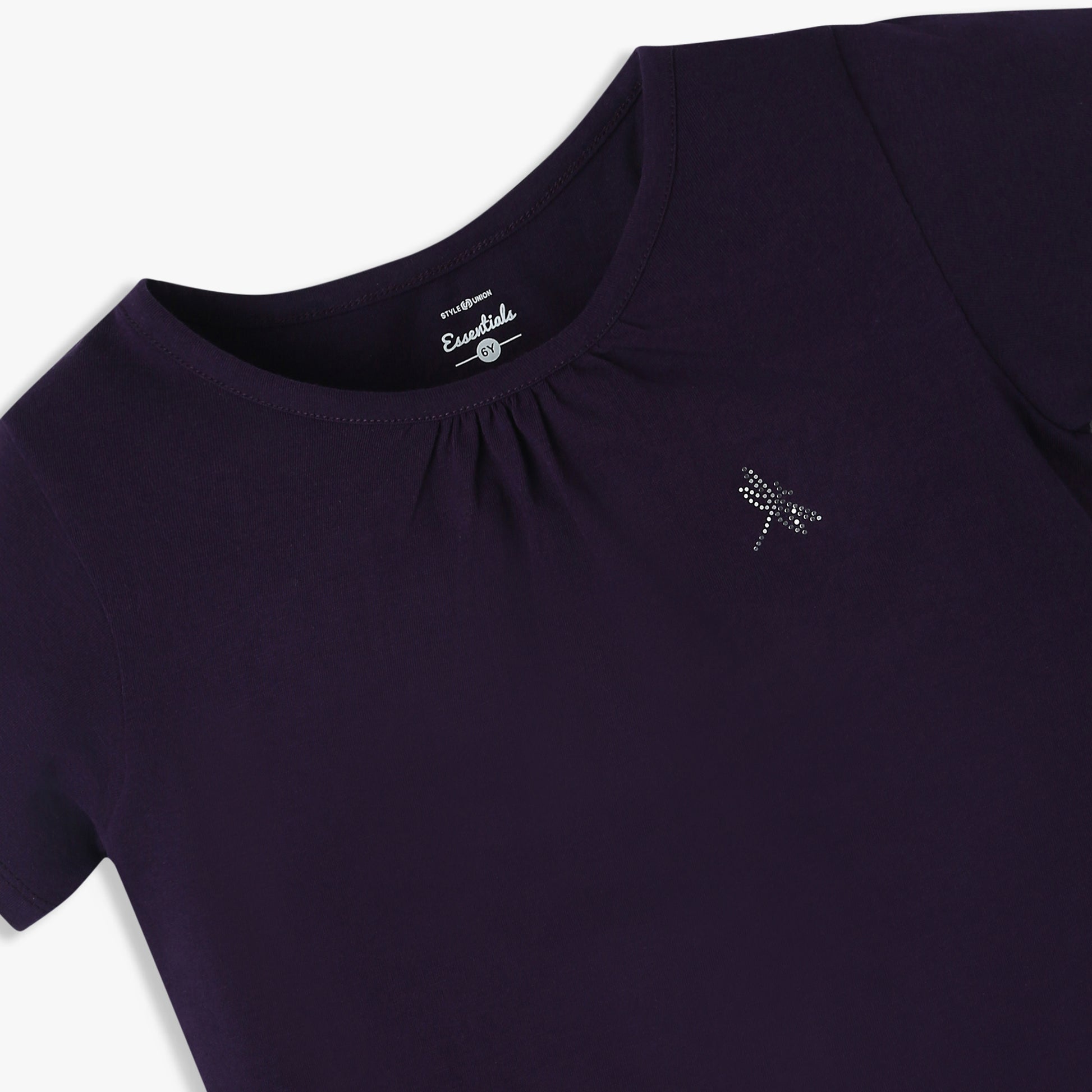 Girls Crew Neck All Day Essential Solid T-Shirt