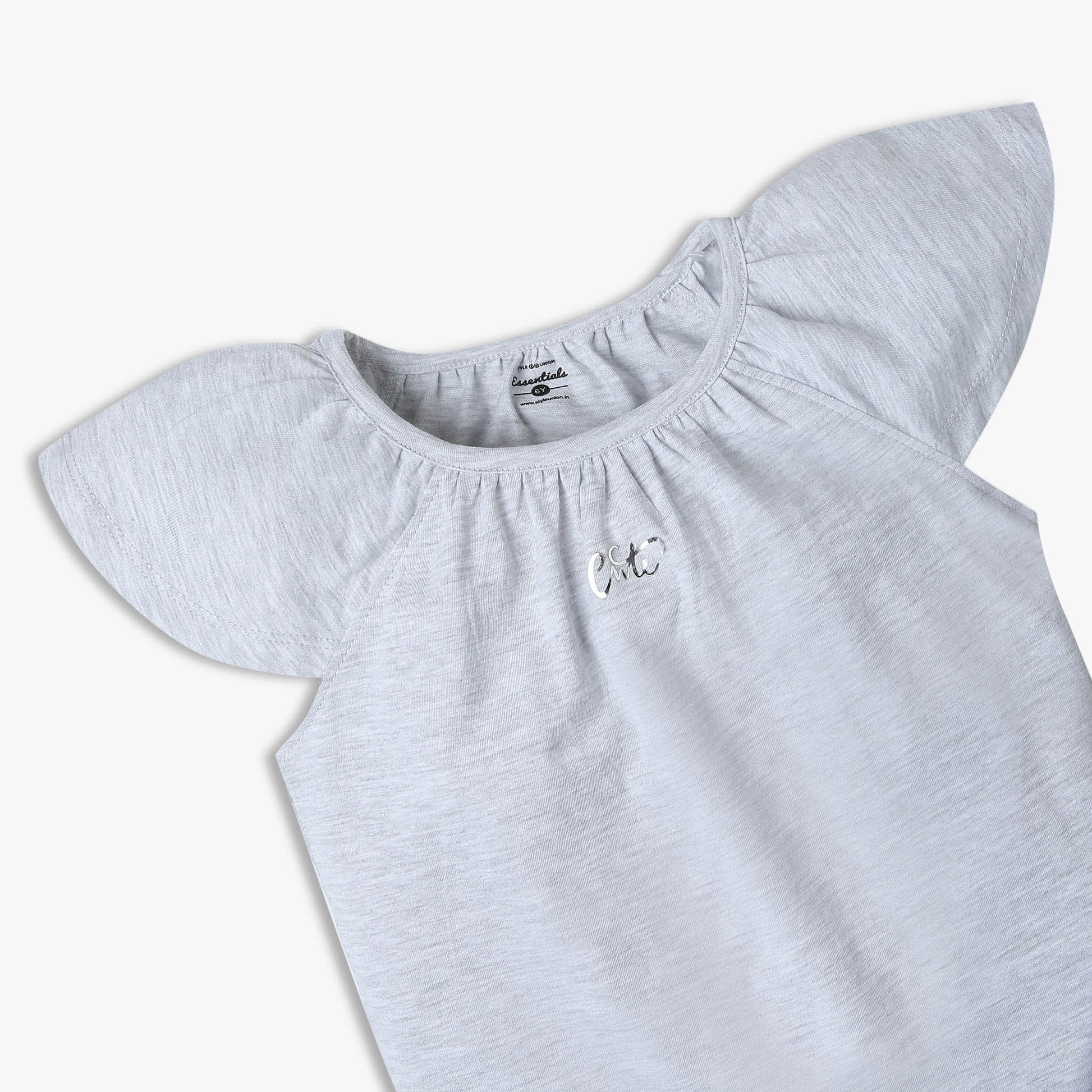 Girls Regular Fit Solid Crew Neck T-Shirt