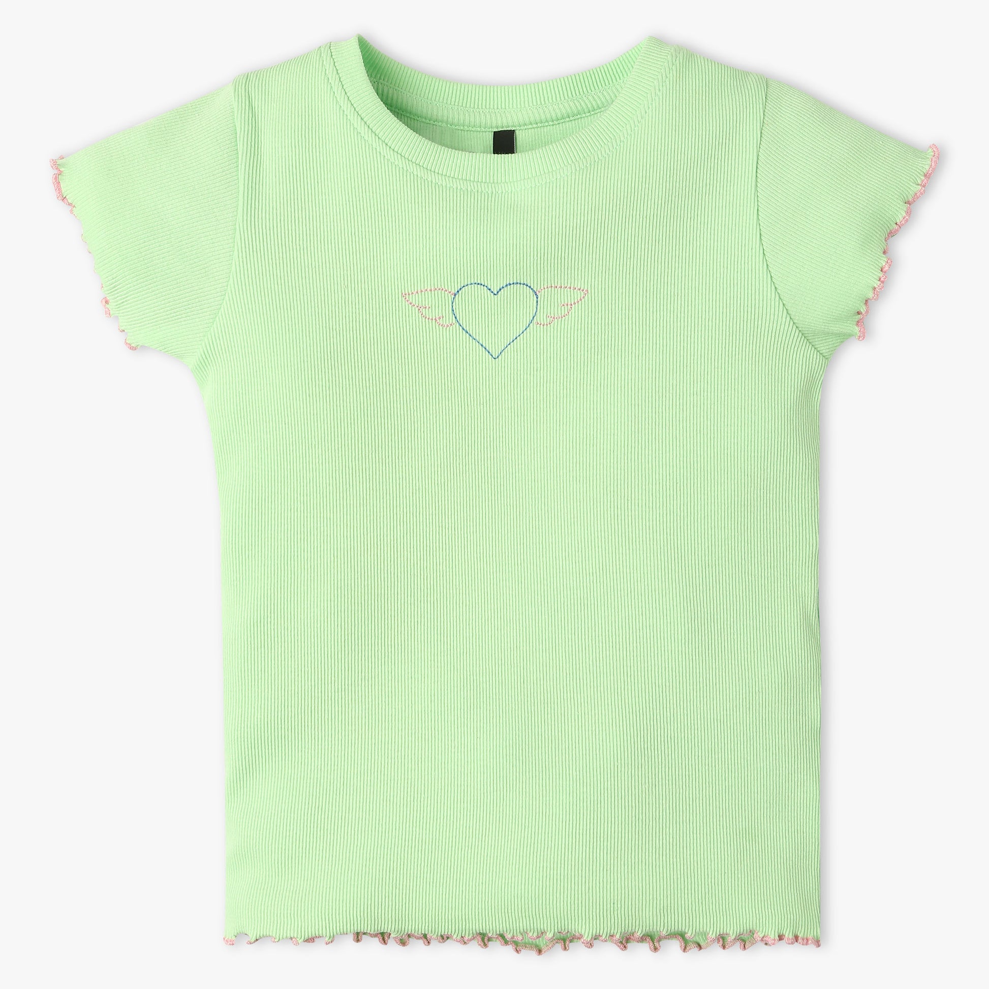 Girls Regular Fit Solid Crew Neck T-Shirt