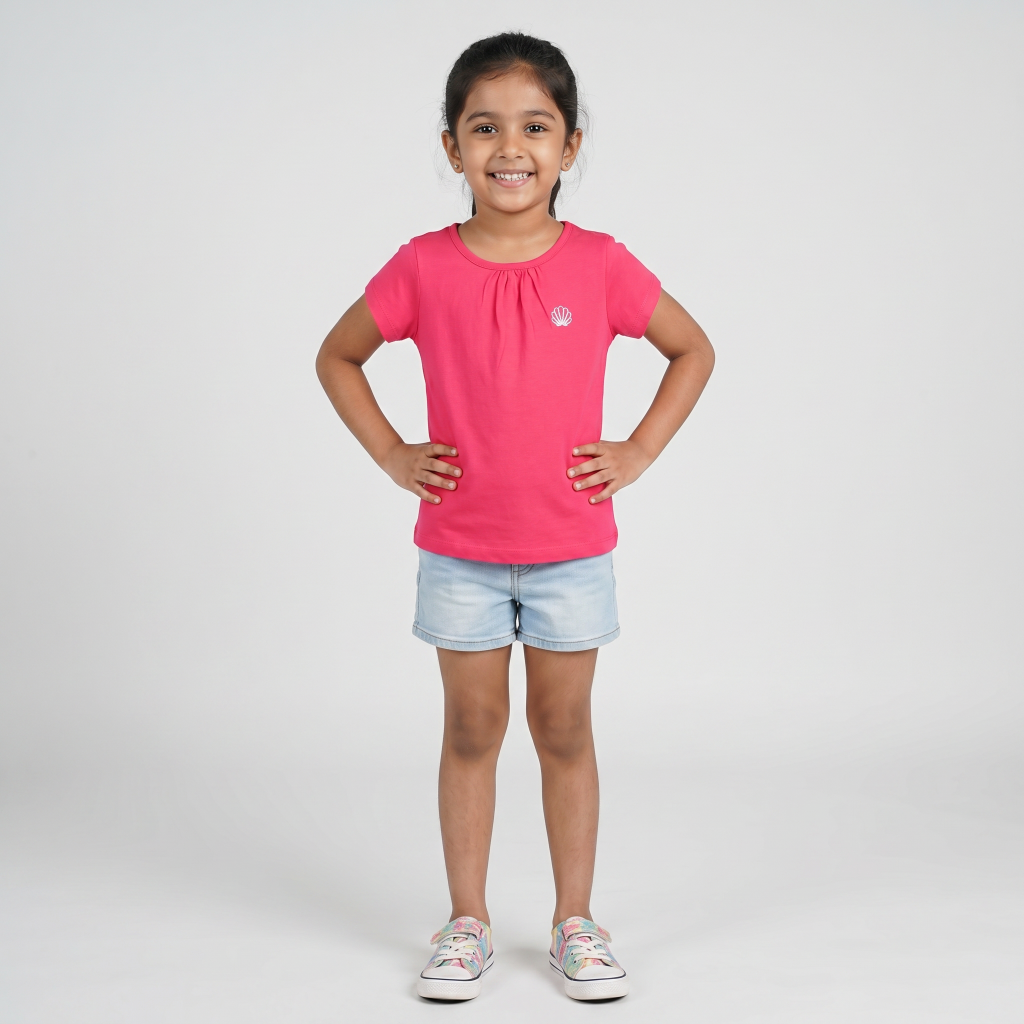 Girls Cotton Crew Neck T-Shirt