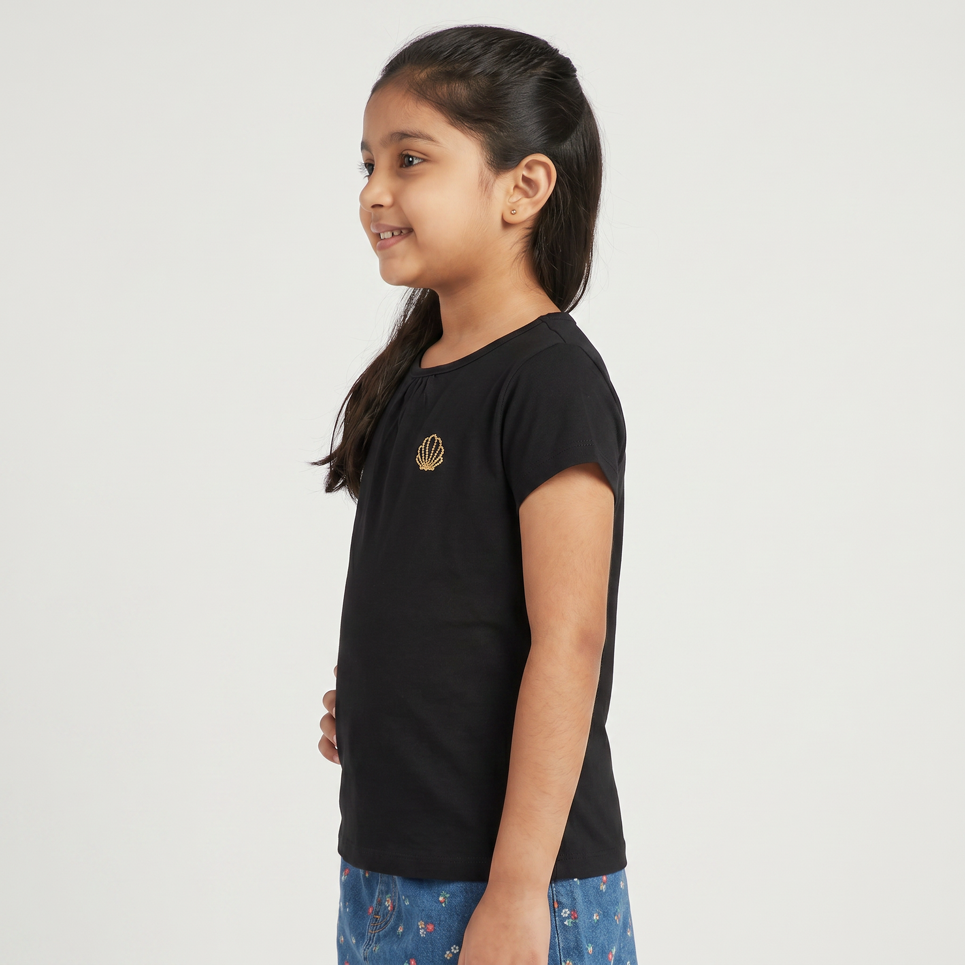 Girls Cotton Crew Neck T-Shirt
