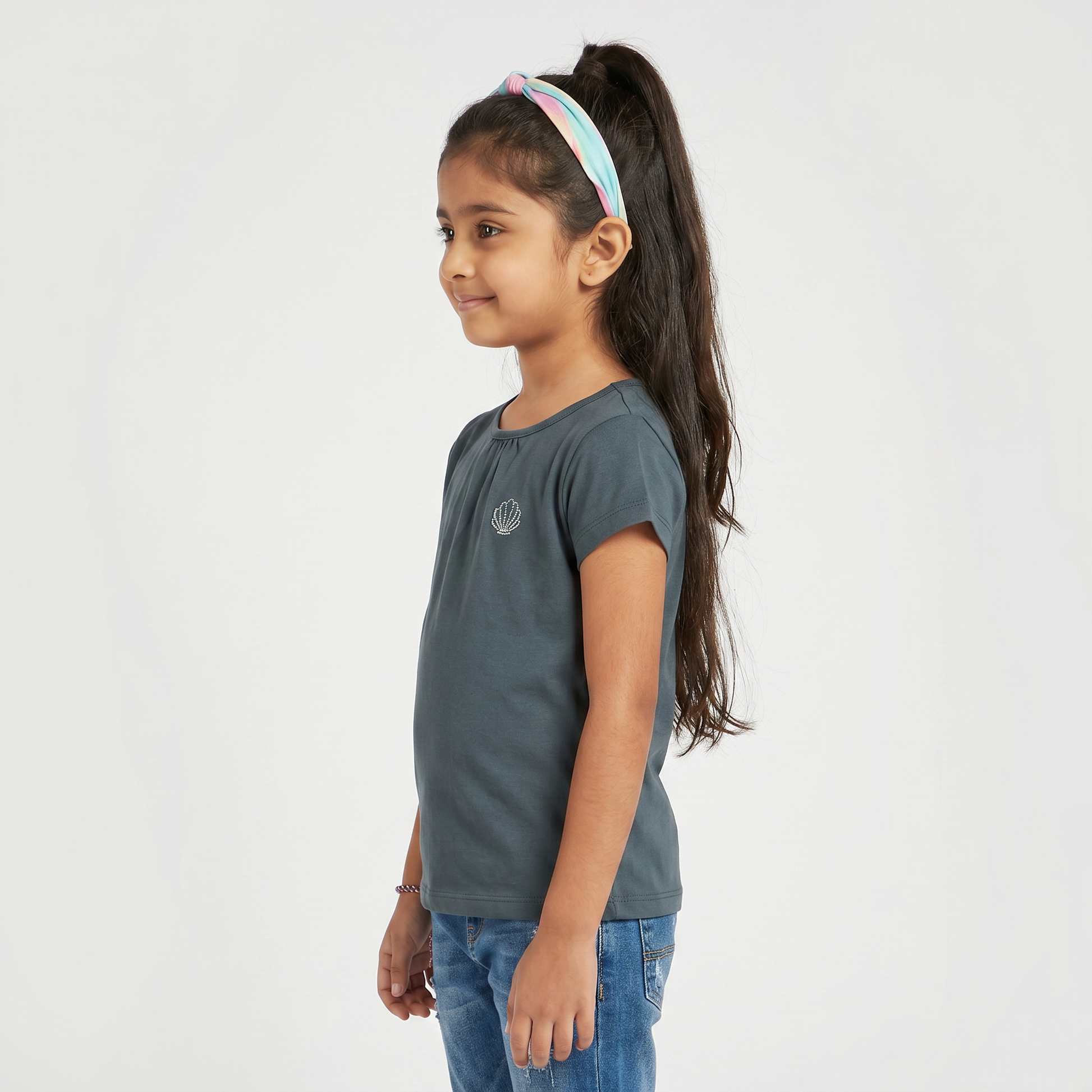 Girls Cotton Crew Neck T-Shirt