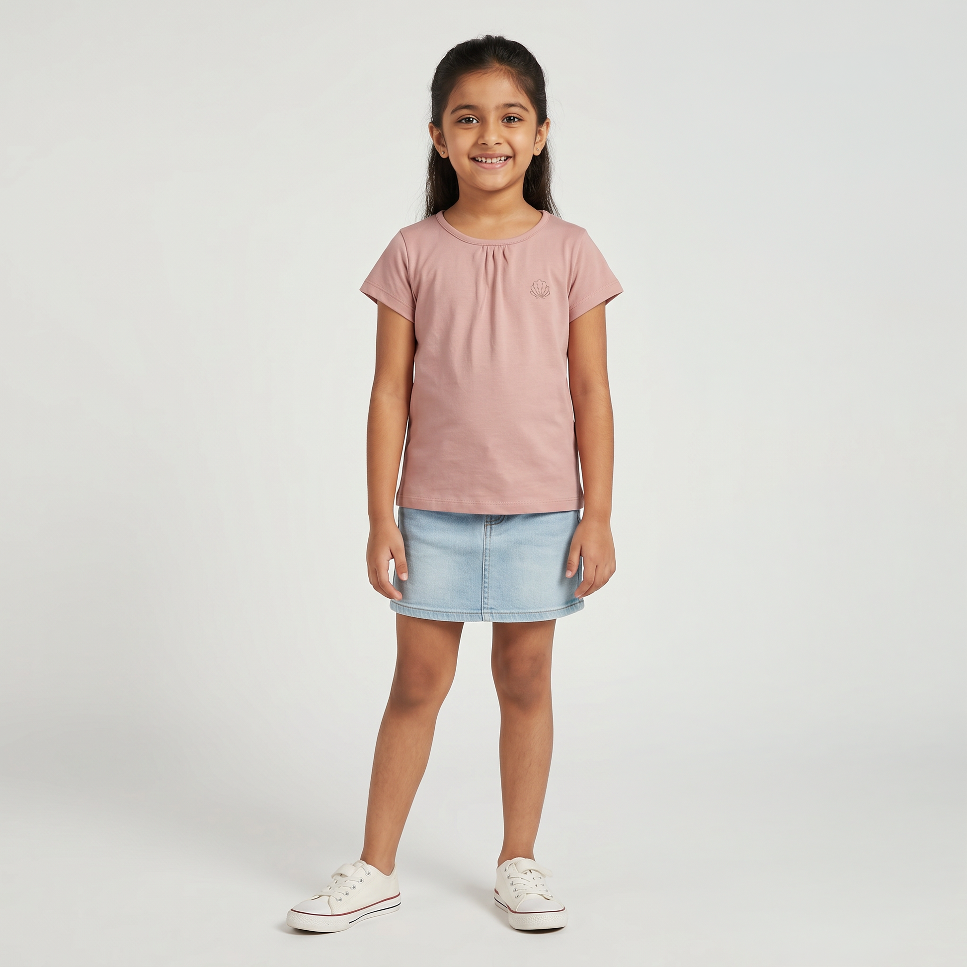 Girls Cotton Crew Neck T-Shirt