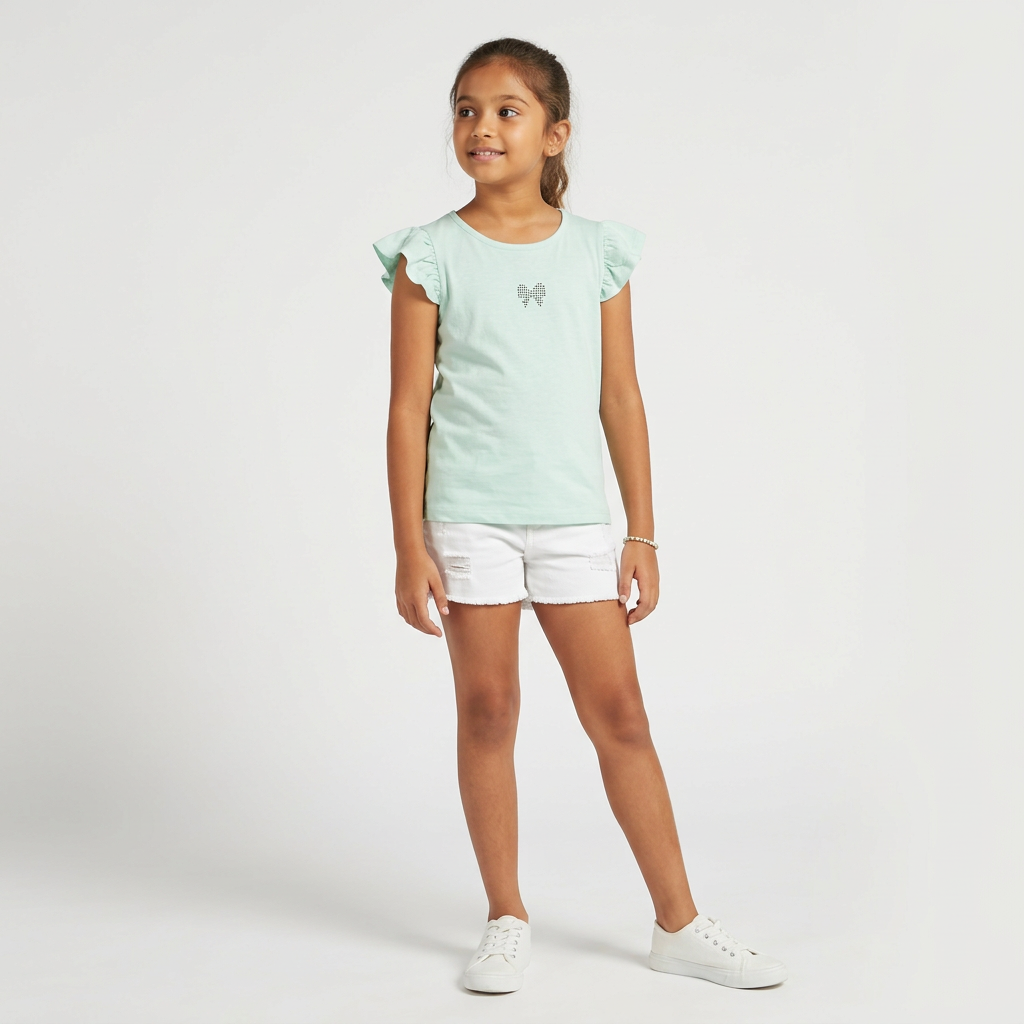 Girls Cotton Solid T-Shirt
