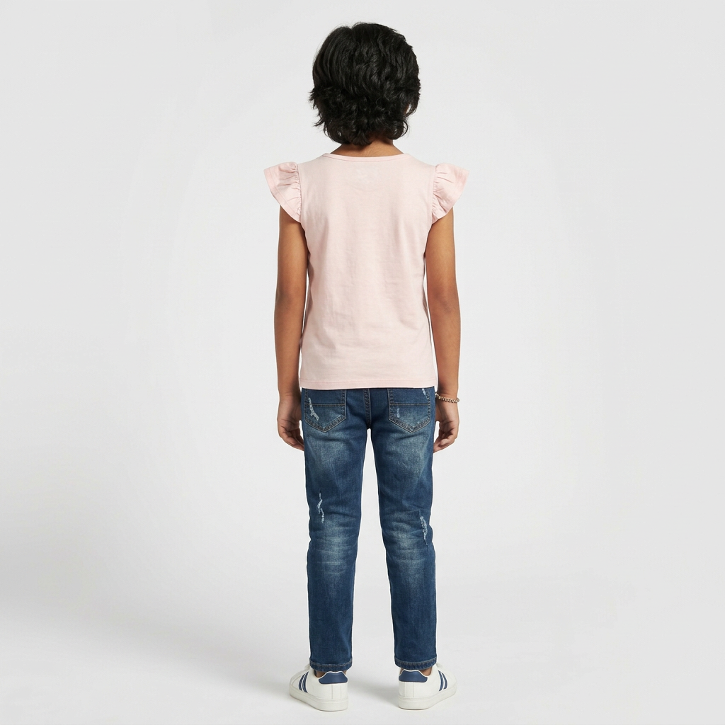 Girls Cotton Solid T-Shirt