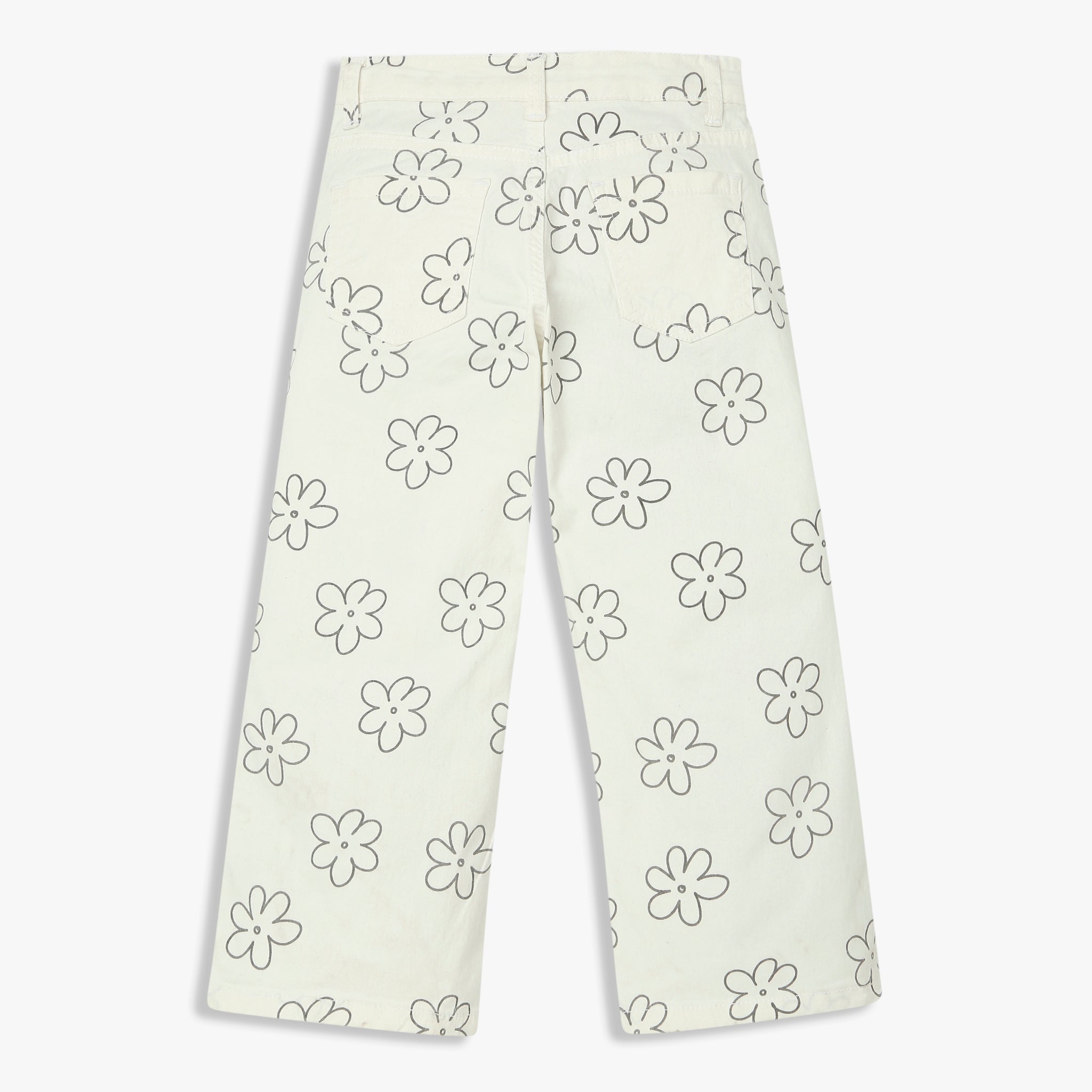 Girls Straight Fit Printed Denim