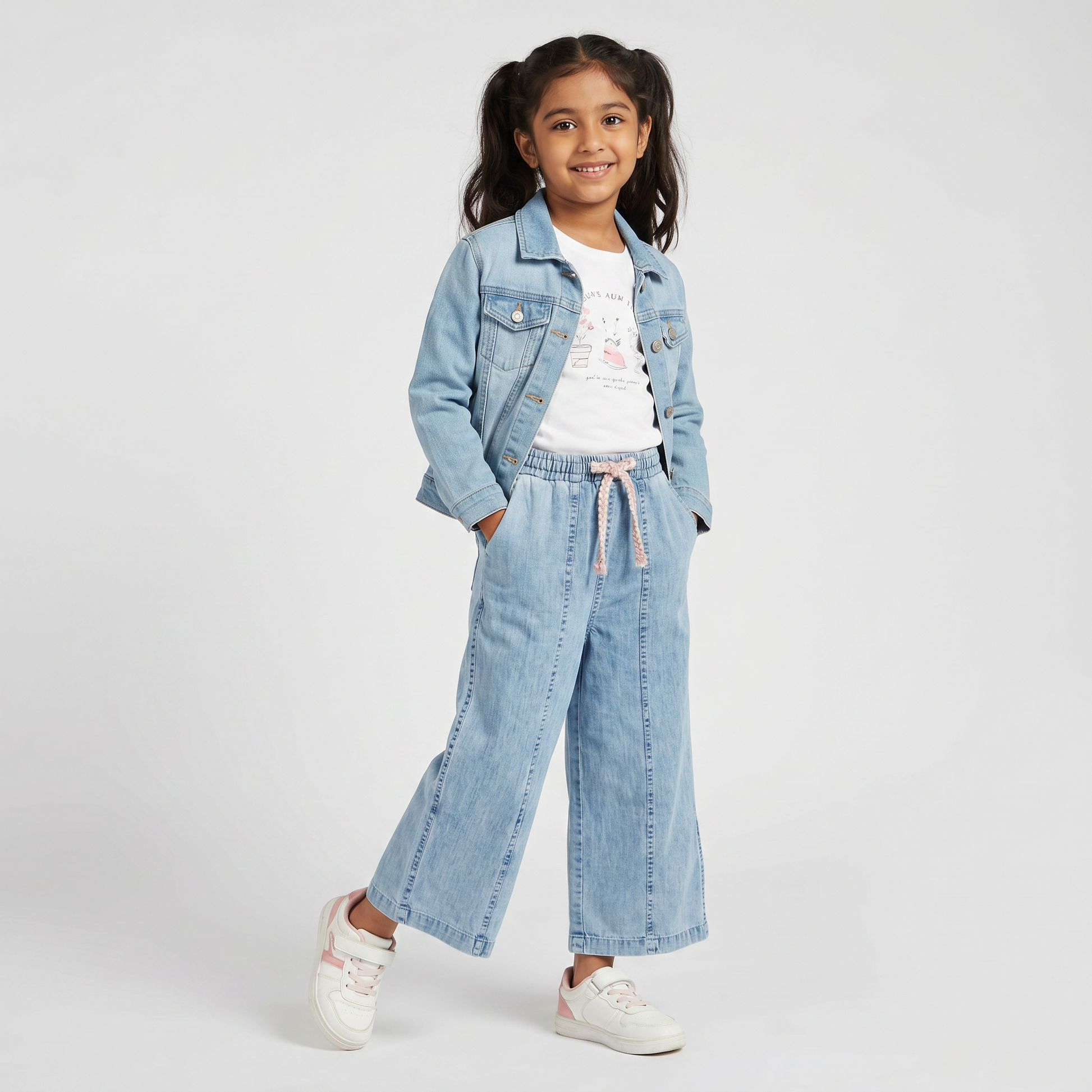 Girls Solid Denim Pants