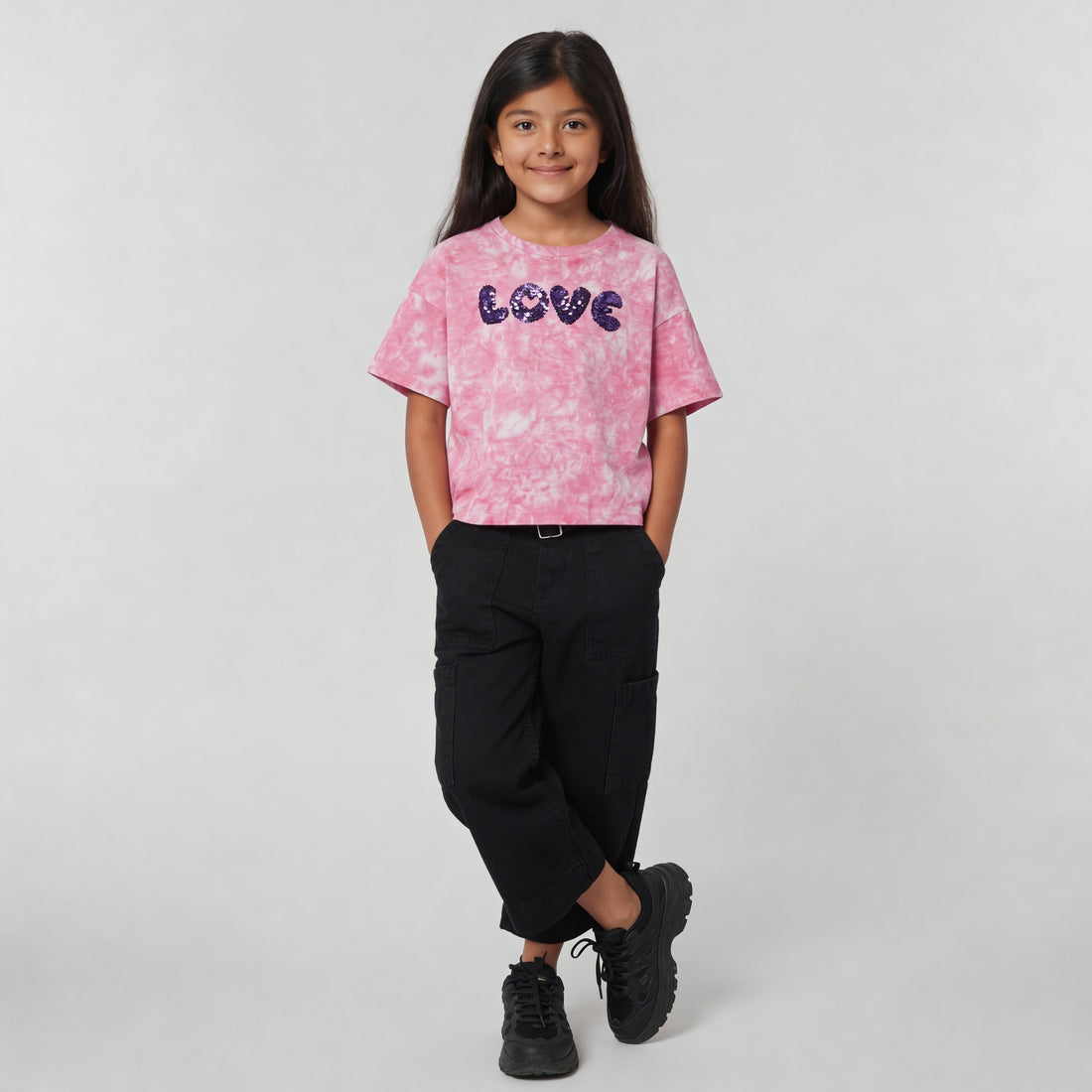 Girls Classy Wide Leg Cargos With Belt Highlighted