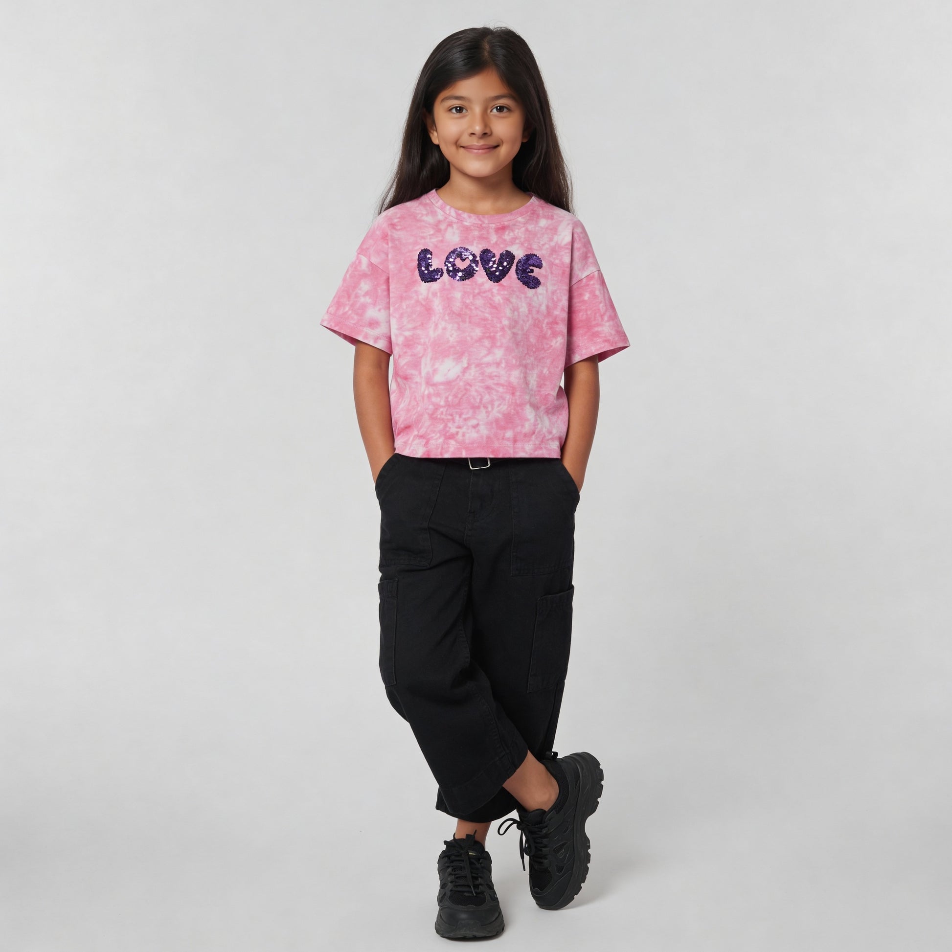 Girls Classy Wide Leg Cargos With Belt Highlighted