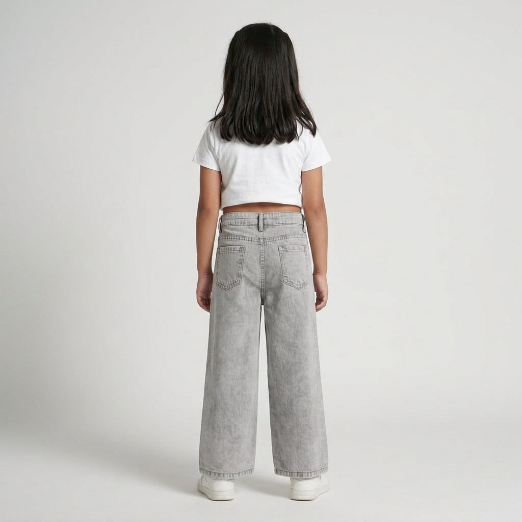 Girls Cotton Solid Denim