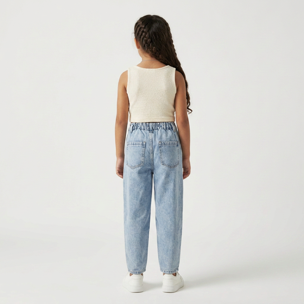 Girls Cotton Embellished Studded Denim