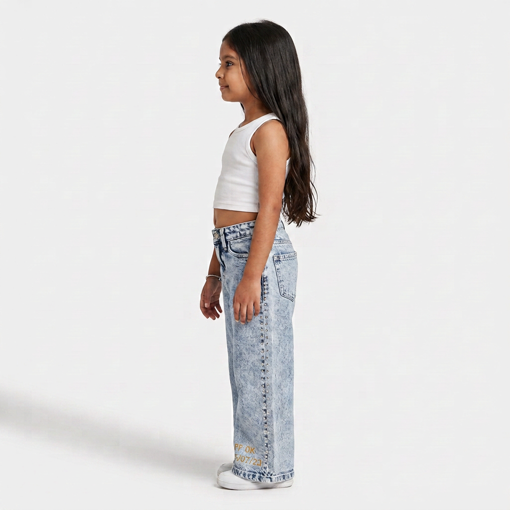 Girls Cotton Embellished Fashion Denim