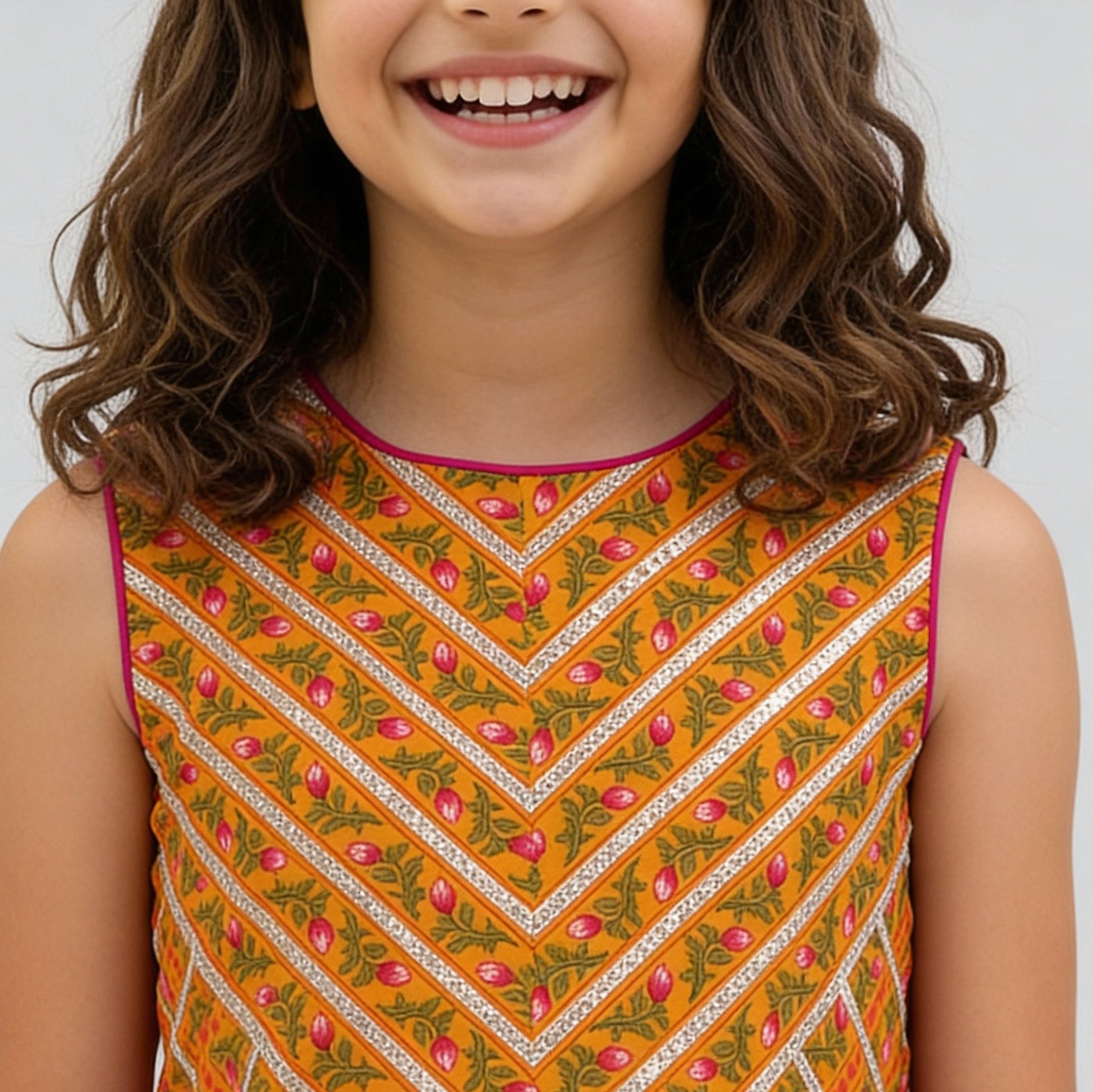 Girls Printed Choli with Skirt & with Dupatta Set