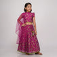 Girls Carrot Crop Printed Top with Skirt with Dupatta Set