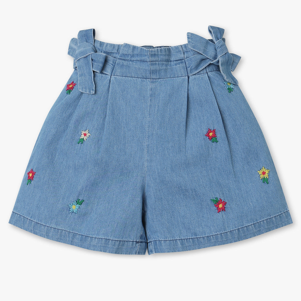 Girls Embroidered Mid Rise Shorts