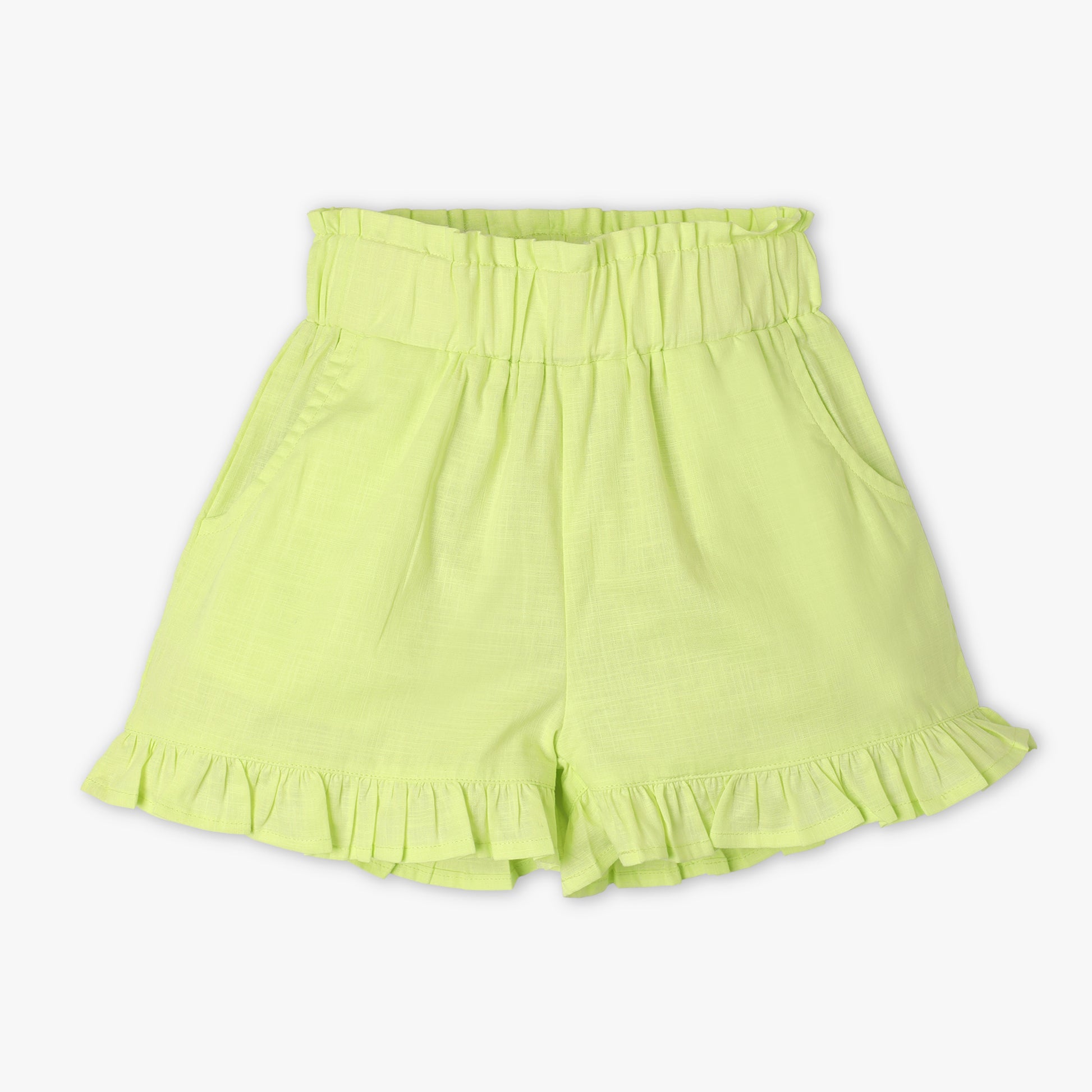 Girls Relaxed Fit Solid Mid Rise Shorts