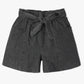 Girls Above Knee Elasticated Paper Bag Waist with Free Belt and Wide Leg Black Shorts