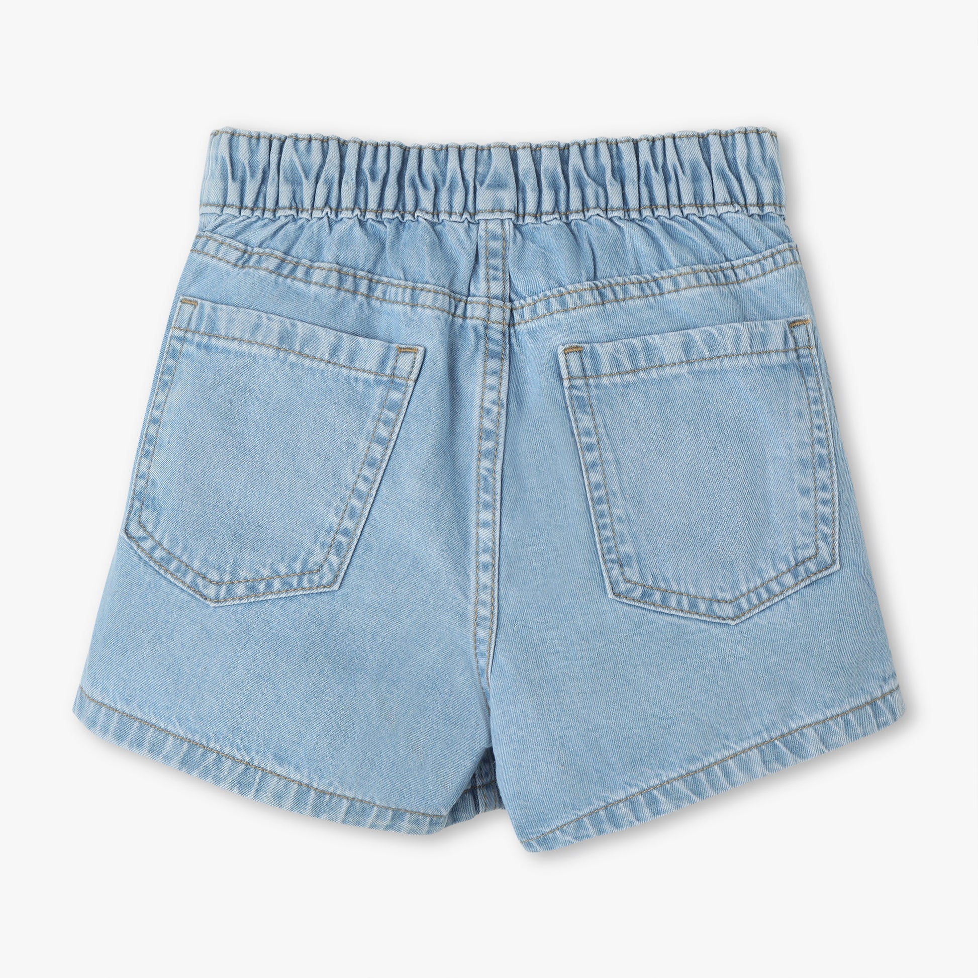Girls Denim Short with Star Sequins Patch