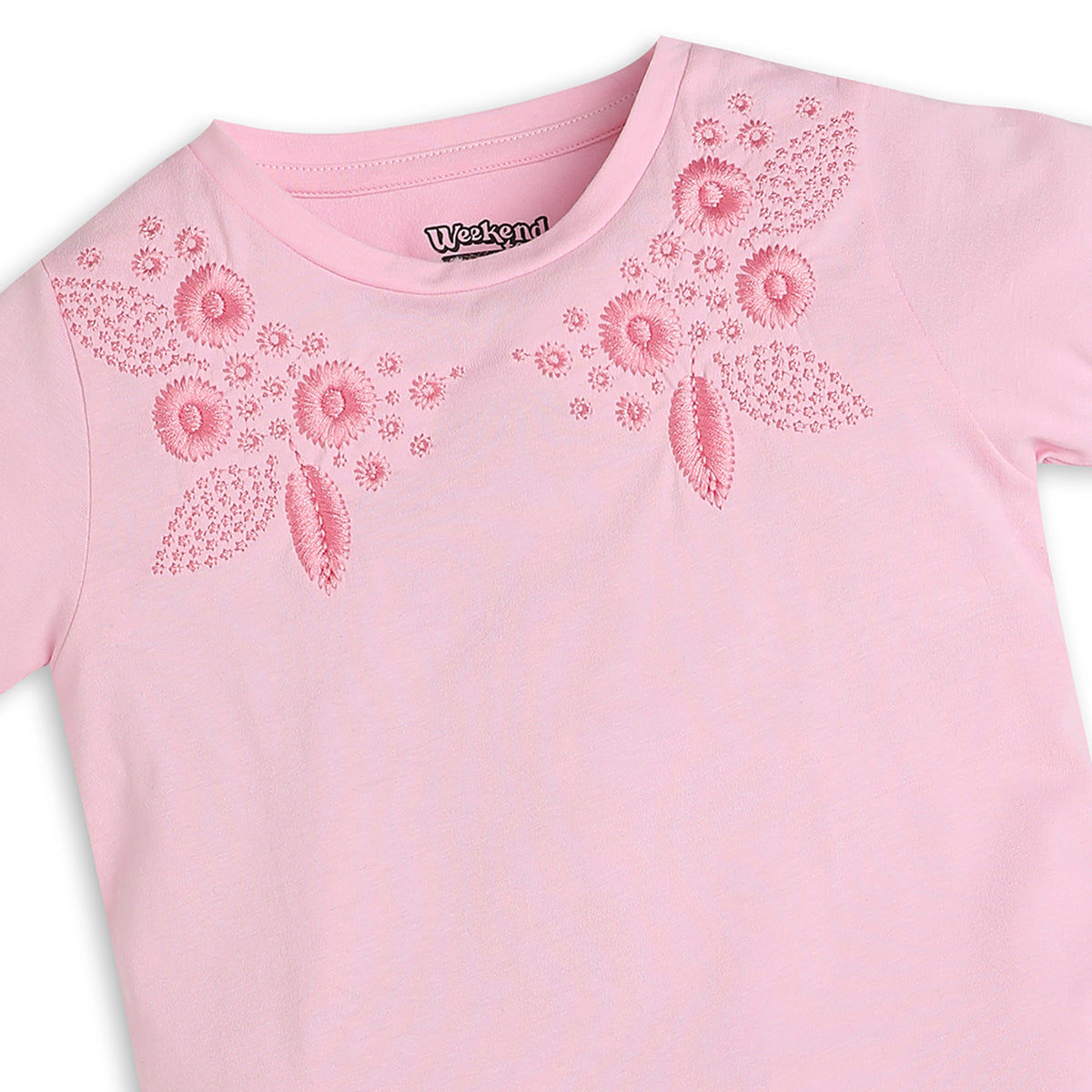 Girls Regular Fit Embroidered T-Shirt