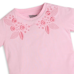 Girls Regular Fit Embroidered T-Shirt